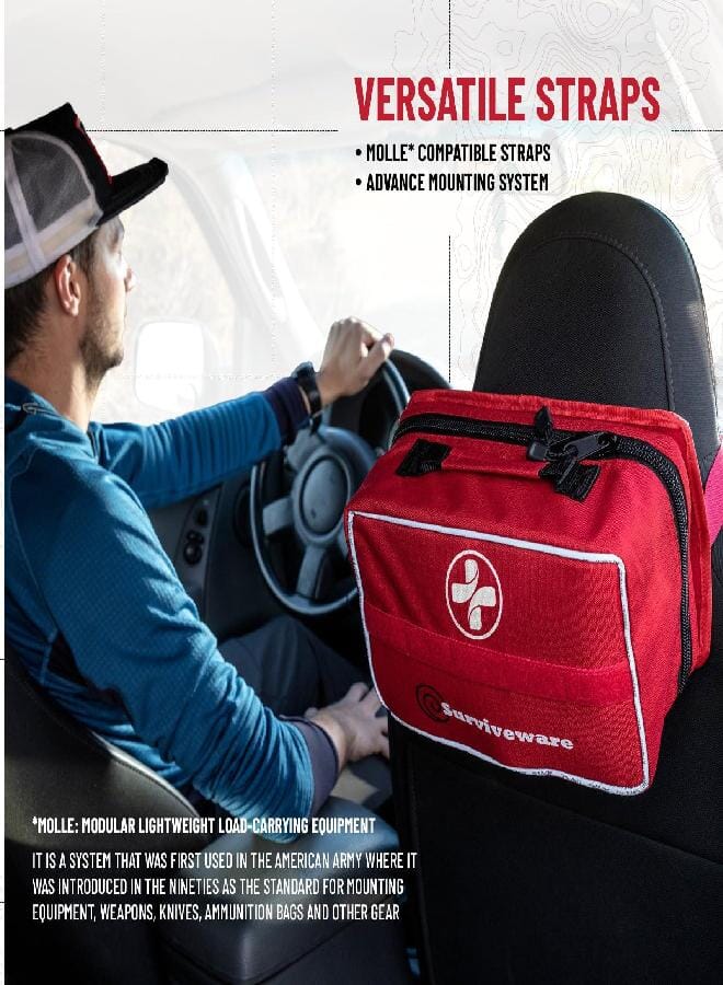 Surviveware 238 Pcs Comprehensive Premium Survival First Aid Kit - Medical Emergency Kit for Travel Camping Gear, Home Essentials & Outdoor Emergencies - HSA & FSA Eligible Survival Kit - Image 4